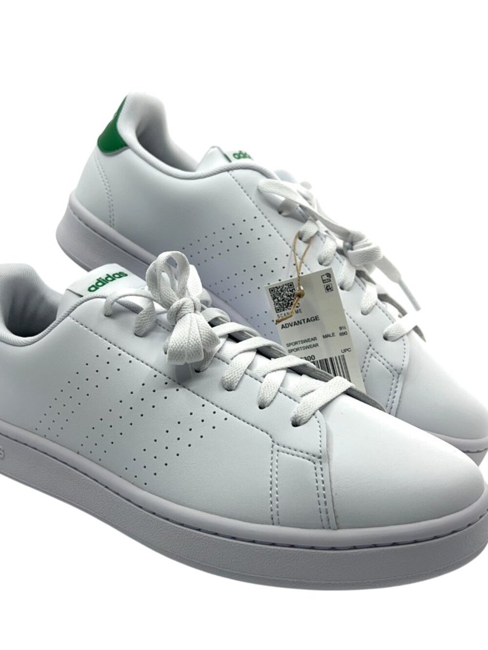 adidas Advantage Men’s 10 White Green Sneakers